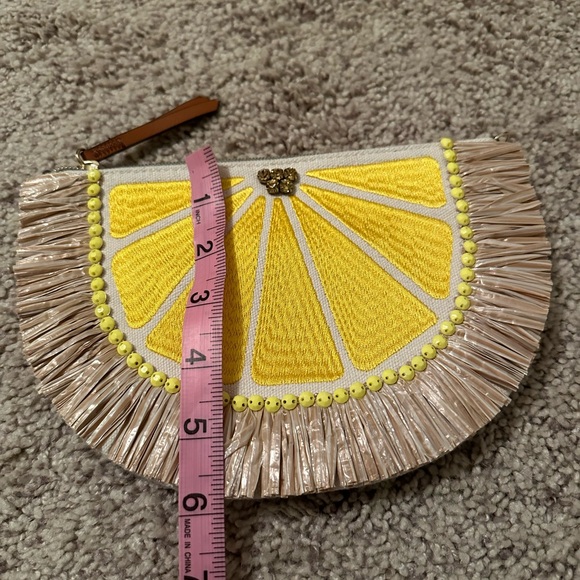 NWOT Stella & Dot Yellow Lemon Slice Canvas Pouch/Clutch/Purse. - Picture 5 of 5
